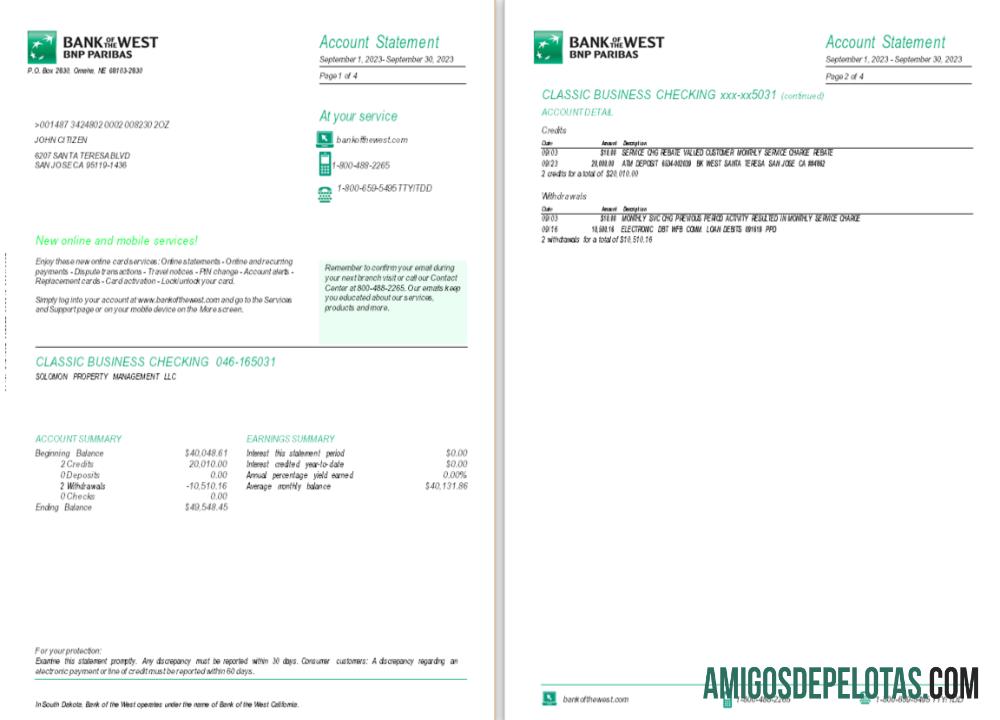EUA Dakota do Sul Banco do Oeste BNP Paribas, 4 páginas 1 2 exemplo